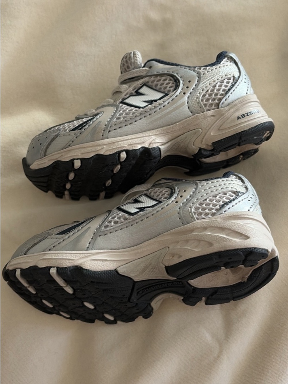 New Balance Kids Silver and Black Mesh Sneakers